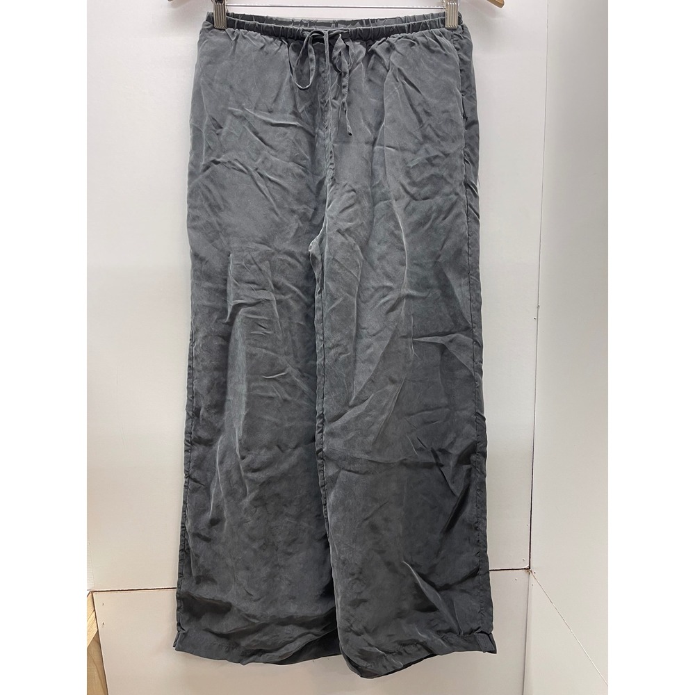 Princess Polly Gray Wide Leg Drawstring Pants Cupro Lyocell Blend Size US 4
